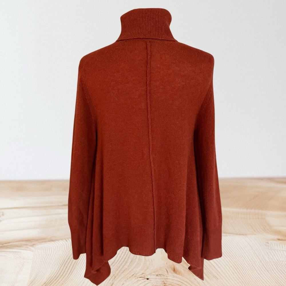 SKULL‎ 360 CASHMERE Sweater XS Rust Turtleneck Handkerchief Hem Cashmere
